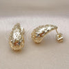 Oro Laminado Stud Earring, Gold Filled Style Teardrop Design, Polished, Golden Finish, 02.170.0446