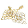 Oro Laminado Dangle Earring, Gold Filled Style with White Cubic Zirconia, Polished, Golden Finish, 02.268.0081