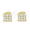 Oro Laminado Stud Earring, Gold Filled Style with White Cubic Zirconia, Polished, Golden Finish, 02.342.0167
