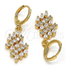 Oro Laminado Dangle Earring, Gold Filled Style with White Cubic Zirconia, Polished, Golden Finish, 02.210.0001