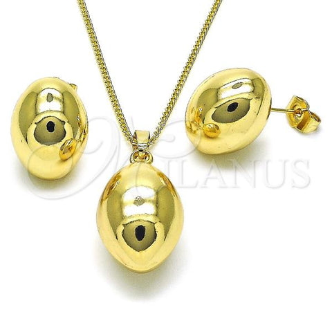 Oro Laminado Earring and Pendant Adult Set, Gold Filled Style Ball and Hollow Design, Polished, Golden Finish, 10.163.0012