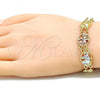 Oro Laminado Fancy Bracelet, Gold Filled Style Elephant Design, Polished, Tricolor, 03.351.0043.09