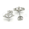 Sterling Silver Stud Earring, with White Cubic Zirconia, Polished, Rhodium Finish, 02.336.0012