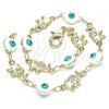 Oro Laminado Fancy Bracelet, Gold Filled Style Evil Eye and Elephant Design, White Enamel Finish, Golden Finish, 03.351.0107.3.07