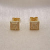 Oro Laminado Stud Earring, Gold Filled Style with White Micro Pave, Polished, Golden Finish, 02.344.0044