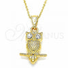 Oro Laminado Fancy Pendant, Gold Filled Style Owl Design, Polished, Golden Finish, 03.32.0246