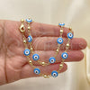Oro Laminado Necklace and Bracelet, Gold Filled Style Evil Eye Design, Turquoise Enamel Finish, Golden Finish, 06.213.0008.3