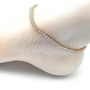 Oro Laminado Fancy Anklet, Gold Filled Style Baguette Design, with Green Cubic Zirconia, Polished, Golden Finish, 03.130.0008.10