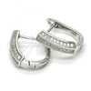 Sterling Silver Huggie Hoop, with White Micro Pave, Polished, Rhodium Finish, 02.175.0096.15