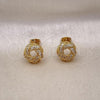 Oro Laminado Stud Earring, Gold Filled Style Love Knot Design, with White Micro Pave, Polished, Golden Finish, 02.342.0142