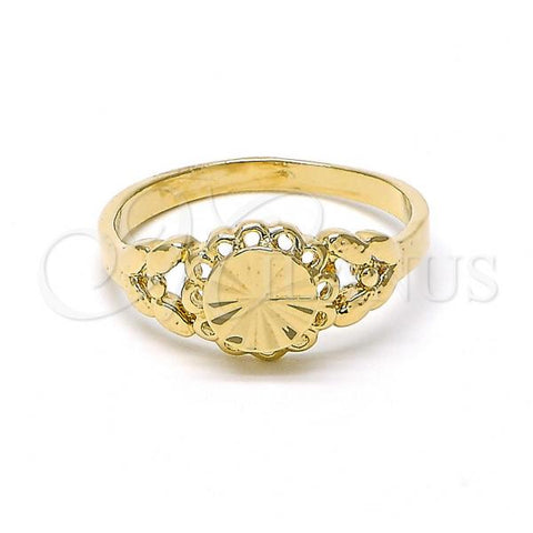 Oro Laminado Elegant Ring, Gold Filled Style Flower Design, Diamond Cutting Finish, Golden Finish, 5.174.017.09 (Size 9)