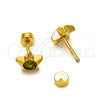 Stainless Steel Stud Earring, Star Design, with Dark Peridot Crystal, Polished, Golden Finish, 02.271.0016.11