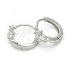 Sterling Silver Huggie Hoop, with White Cubic Zirconia, Polished, Rhodium Finish, 02.175.0155.15