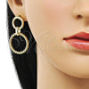 Oro Laminado Long Earring, Gold Filled Style Polished, Golden Finish, 02.213.0655