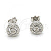 Sterling Silver Stud Earring, with White Micro Pave, Polished, Rhodium Finish, 02.290.0014