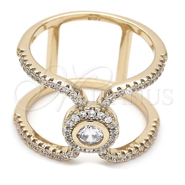 Oro Laminado Multi Stone Ring, Gold Filled Style with White Crystal and White Cubic Zirconia, Polished, Golden Finish, 01.155.0039.07 (Size 7)