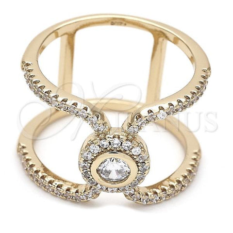 Oro Laminado Multi Stone Ring, Gold Filled Style with White Crystal and White Cubic Zirconia, Polished, Golden Finish, 01.155.0039.07 (Size 7)