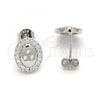 Sterling Silver Stud Earring, with White Cubic Zirconia, Polished, Rhodium Finish, 02.186.0107