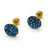 Stainless Steel Stud Earring, with Blue Topaz Crystal, Polished, Golden Finish, 02.271.0007.9
