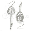 Sterling Silver Long Earring, Polished, Rhodium Finish, 02.183.0030