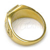 Oro Laminado Mens Ring, Gold Filled Style with White Crystal, Black Enamel Finish, Golden Finish, 01.185.0012.12 (Size 12)