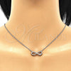Sterling Silver Pendant Necklace, Infinite Design, with White Cubic Zirconia, Polished, Rhodium Finish, 04.336.0175.16
