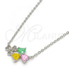 Rhodium Plated Pendant Necklace, Heart Design, with Multicolor Cubic Zirconia, Polished, Rhodium Finish, 04.213.0034.3.16