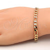 Oro Laminado Basic Bracelet, Gold Filled Style Figaro Design, Polished, Golden Finish, 5.222.014.07