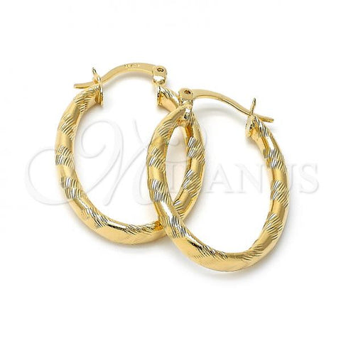 Oro Laminado Medium Hoop, Gold Filled Style Diamond Cutting Finish, Golden Finish, 5.139.043