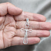 Sterling Silver Religious Pendant, Crucifix Design, Polished, Silver Finish, 05.392.0037