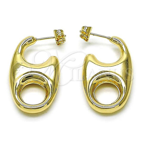 Oro Laminado Stud Earring, Gold Filled Style Mariner and Hollow Design, Polished, Golden Finish, 02.195.0318