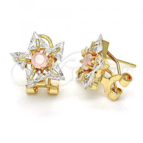 Oro Laminado Stud Earring, Gold Filled Style Star Design, with Pink and White Cubic Zirconia, Polished, Golden Finish, 02.217.0082.6 *PROMO*