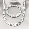 Stainless Steel Necklace and Bracelet, Greek Key Design, Polished, Steel Finish, 06.363.0035