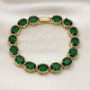 Oro Laminado Tennis Bracelet, Gold Filled Style with Green Cubic Zirconia, Polished, Golden Finish, 03.424.0004.1.07