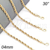 Oro Laminado Basic Necklace, Gold Filled Style Rope Design, Polished, Golden Finish, 04.213.0102.30