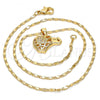 Oro Laminado Pendant Necklace, Gold Filled Style Elephant Design, with White Micro Pave, Polished, Golden Finish, 04.233.0006.18