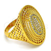 Oro Laminado Multi Stone Ring, Gold Filled Style with White Crystal, Polished, Golden Finish, 01.118.0025.08 (Size 8)