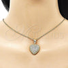 Oro Laminado Fancy Pendant, Gold Filled Style Heart Design, with White Cubic Zirconia, Polished, Golden Finish, 05.411.0023