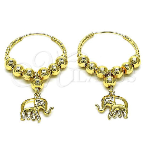 Oro Laminado Medium Hoop, Gold Filled Style Elephant Design, Polished, Golden Finish, 02.170.0434.30
