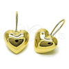 Oro Laminado Stud Earring, Gold Filled Style Heart and Hollow Design, Polished, Golden Finish, 02.163.0360