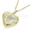 Oro Laminado Locket Pendant, Gold Filled Style Heart and Flower Design, Polished, Golden Finish, 05.117.0017