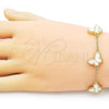 Oro Laminado Fancy Bracelet, Gold Filled Style Butterfly and Rolo Design, with Ivory Mother of Pearl, Polished, Golden Finish, 03.313.0042.08