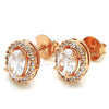 Sterling Silver Stud Earring, with White Cubic Zirconia and White Crystal, Polished, Rose Gold Finish, 02.286.0023.1