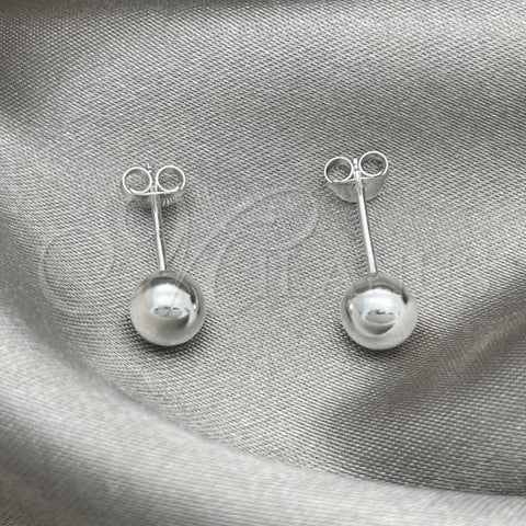 Sterling Silver Stud Earring, Ball Design, Polished, Silver Finish, 02.401.0055.06