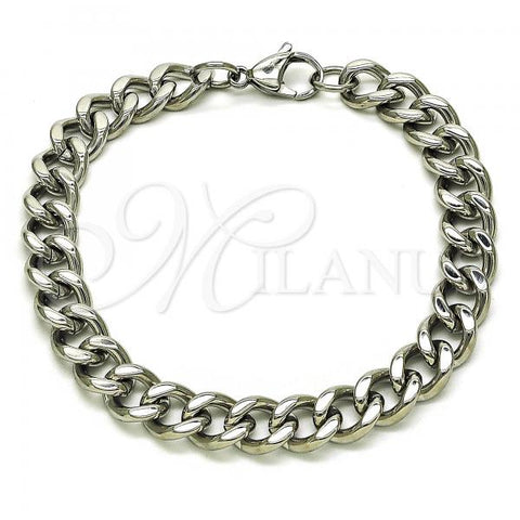 Stainless Steel Basic Bracelet, Miami Cuban Design, Polished,, 03.278.0007.08
