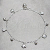 Sterling Silver Fancy Anklet, Elephant and Ball Design, Polished, Silver Finish, 03.409.0145.10