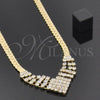 Oro Laminado Fancy Necklace, Gold Filled Style with White Cubic Zirconia, Polished, Golden Finish, 5.011.003