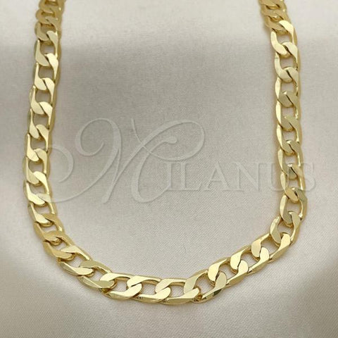 Oro Laminado Basic Necklace, Gold Filled Style Curb Design, Polished, Golden Finish, 5.222.002.16