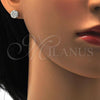 Stainless Steel Stud Earring, with White Crystal, Polished, Golden Finish, 02.271.0007