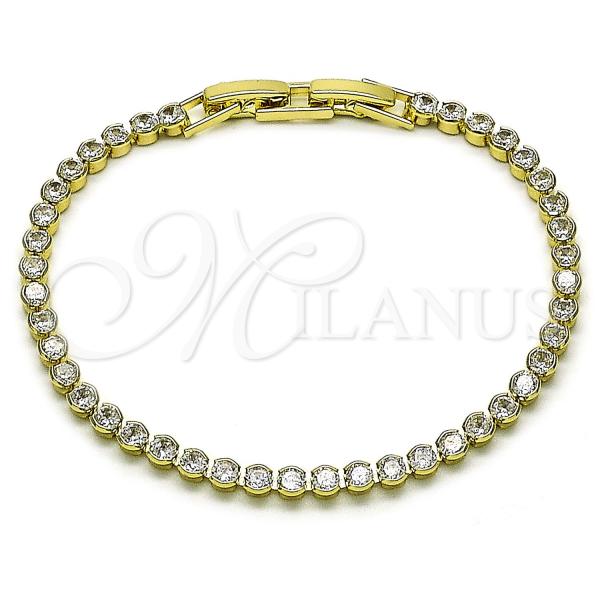 Oro Laminado Tennis Bracelet, Gold Filled Style with White Cubic Zirconia, Polished, Golden Finish, 03.213.0326.07